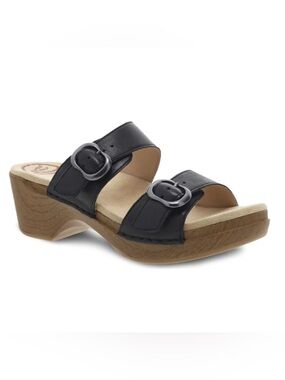 Dansko Sophie Sandals in Black Leather